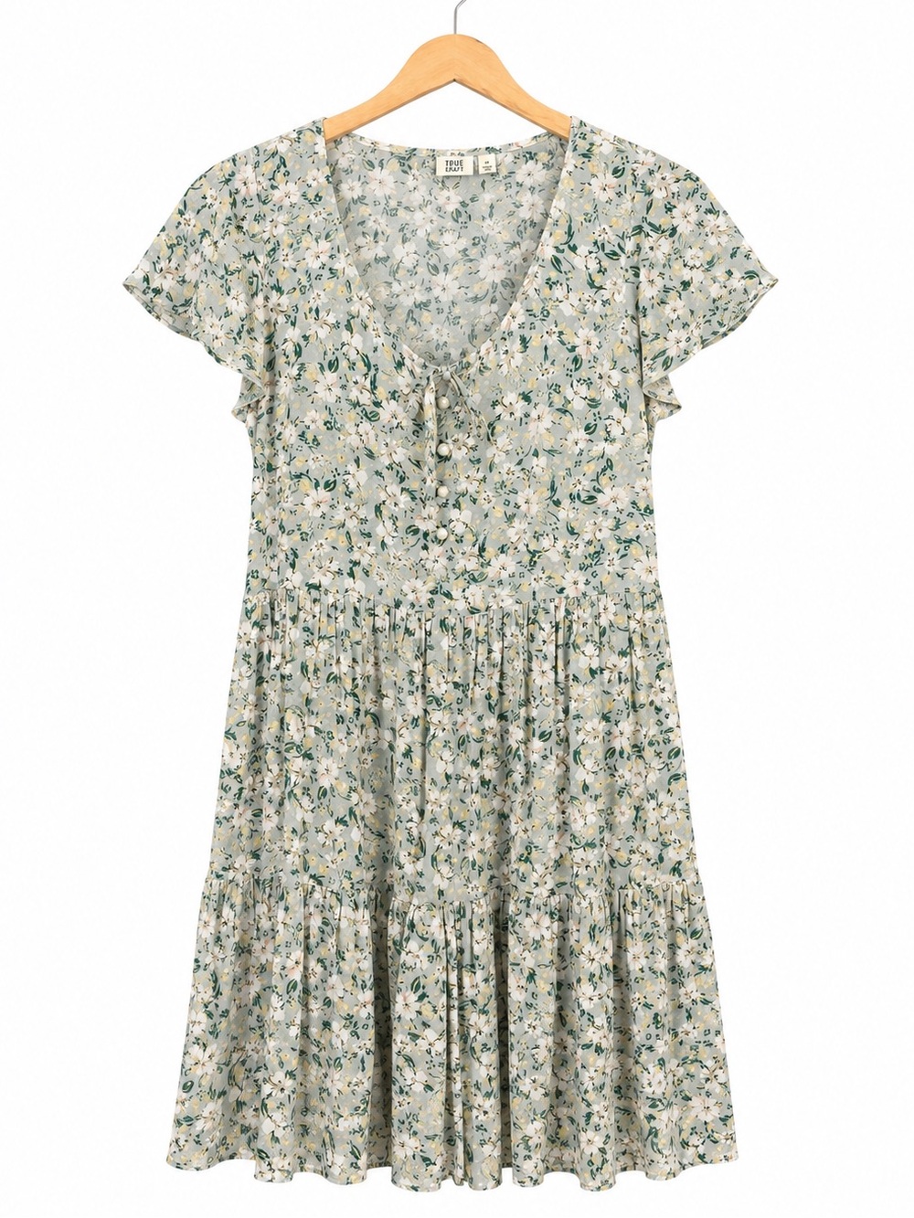 True Craft Floral Tiered Babydoll Dress Cottagecore Boho Mini Dress